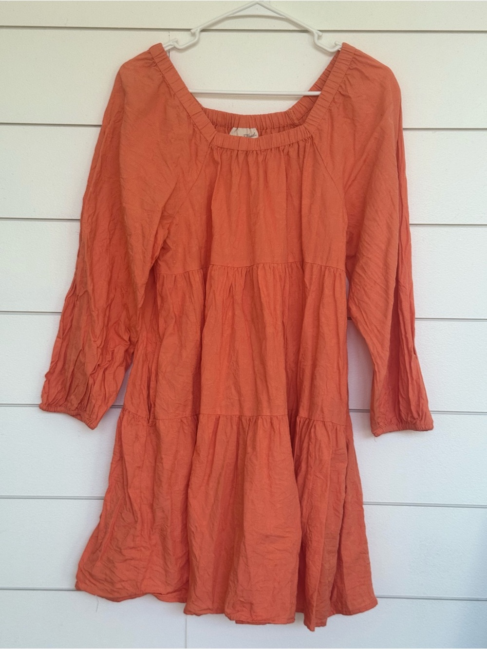 Orange Tiered Peasant Dress
